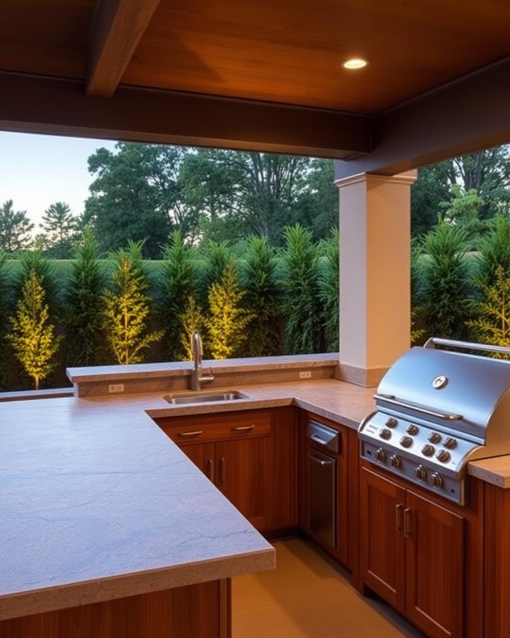 Luxury outdoor kitchen with built-in grill